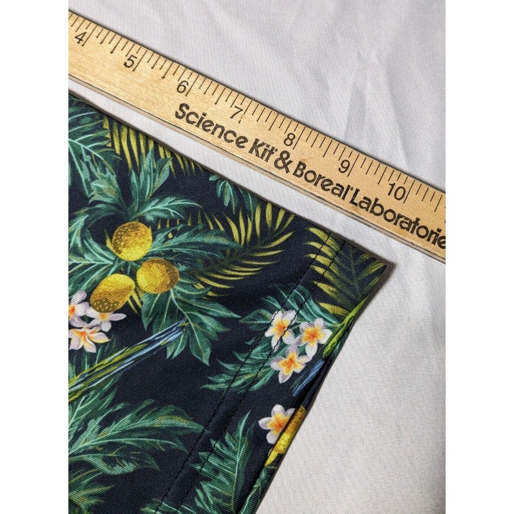 CHASE‎ 54 Men Large Cotton Stretch Green Floral Tropical Lemon Golf Polo - Picture 11 of 15